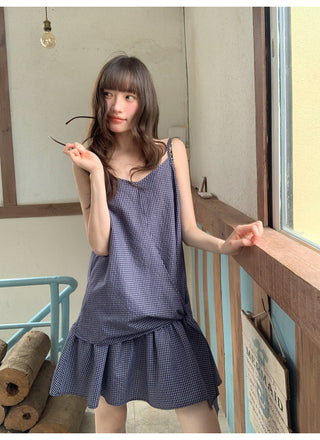 blue plaid dress