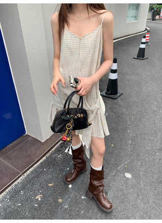 blue plaid dress