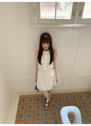 lace-up sleeveless dress