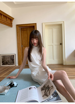 lace-up sleeveless dress