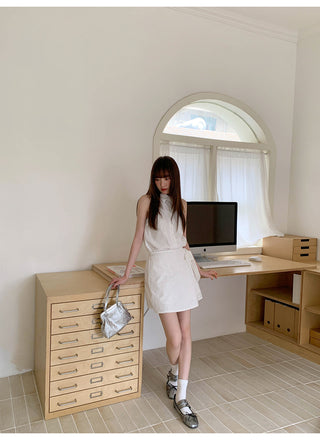 lace-up sleeveless dress
