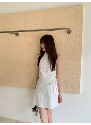 lace-up sleeveless dress