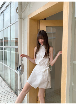 lace-up sleeveless dress