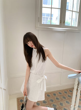 lace-up sleeveless dress