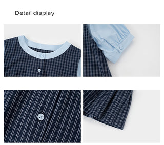patch plaid dress