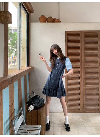 patch plaid dress