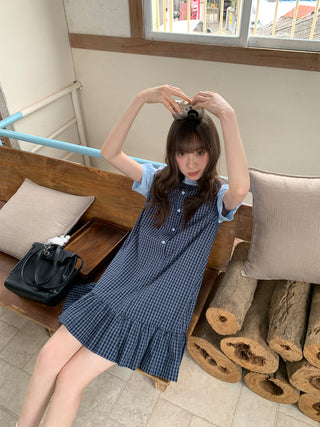 patch plaid dress