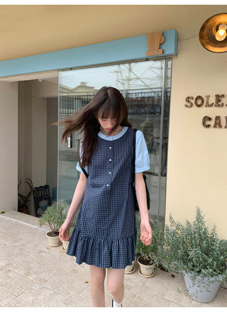 patch plaid dress