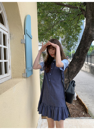 patch plaid dress