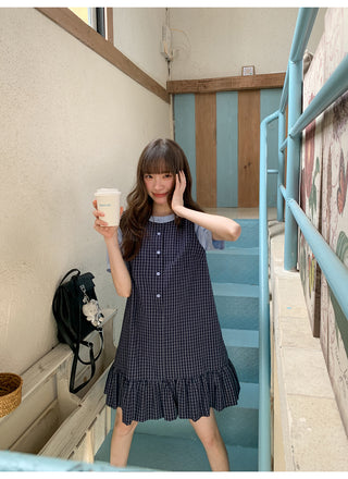 patch plaid dress