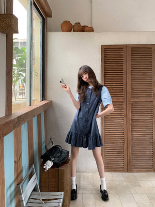 patch plaid dress