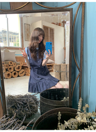 patch plaid dress