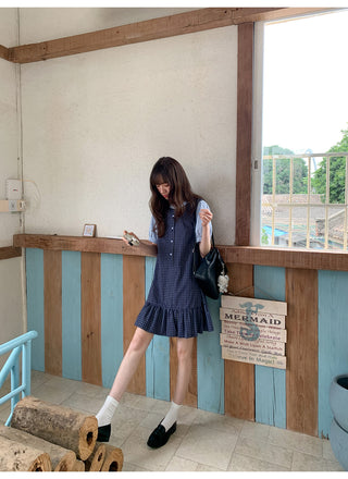 patch plaid dress