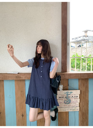 patch plaid dress
