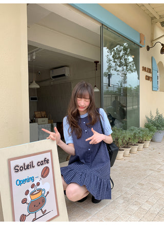 patch plaid dress