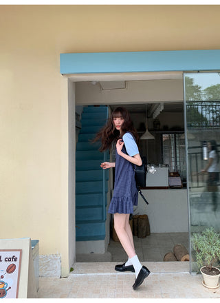 patch plaid dress
