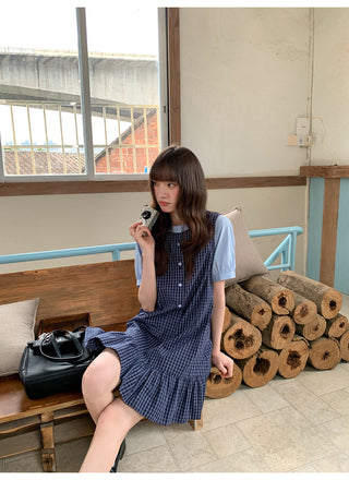 patch plaid dress