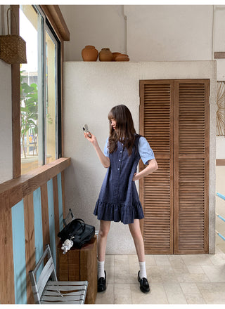 patch plaid dress