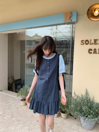 patch plaid dress