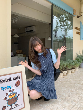 patch plaid dress