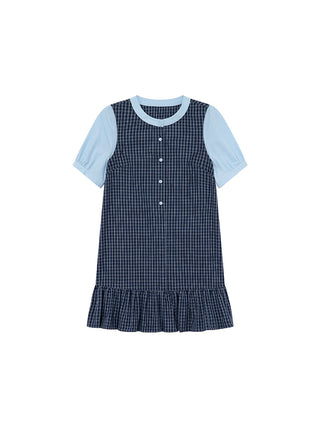 patch plaid dress