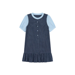 patch plaid dress