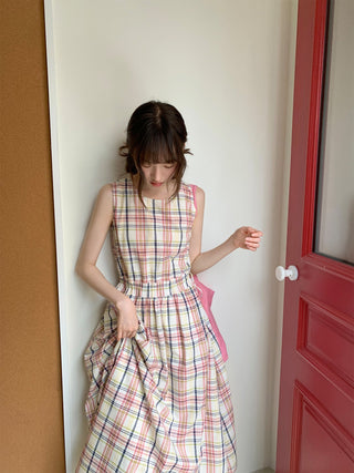 plaid lace dress