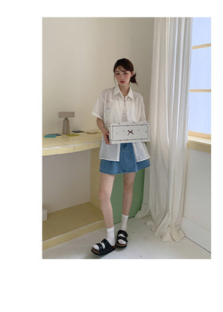 denim a-line skirt