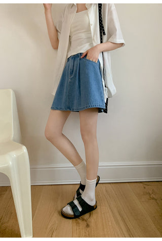 denim a-line skirt