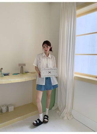 denim a-line skirt
