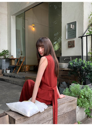red lace suit
