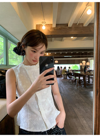 white jacquard Top