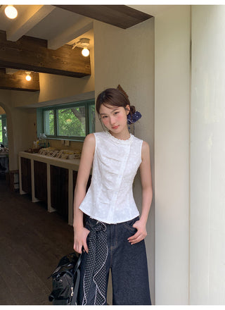 white jacquard Top