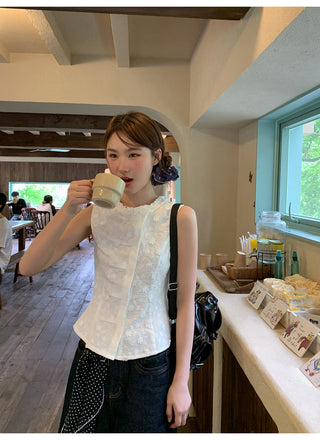 white jacquard Top