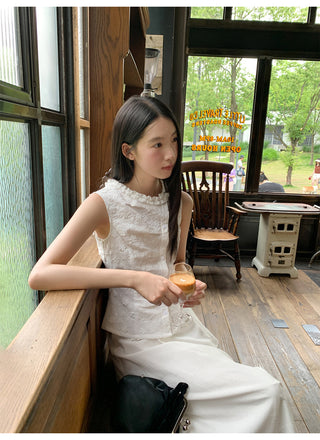 white jacquard Top