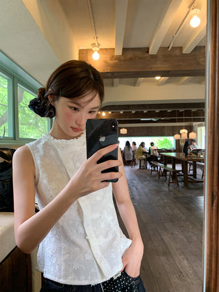 white jacquard Top