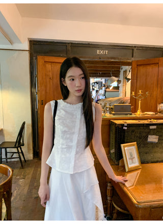 white jacquard Top