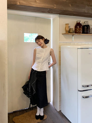 white jacquard Top