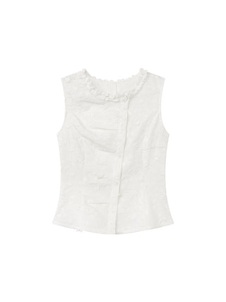 white jacquard Top
