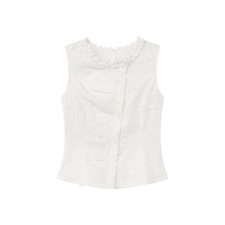 white jacquard Top