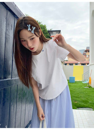 embroidered neck Top