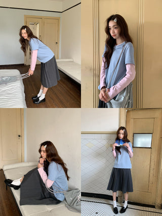 contrast two-piece Tops