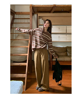 striped loose Tops