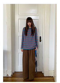 striped loose Tops