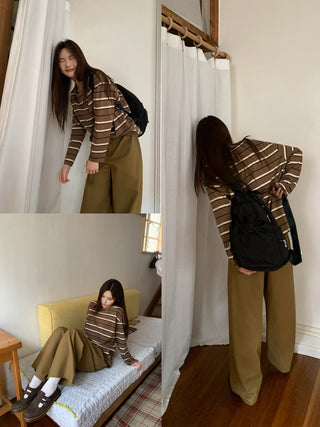 striped loose Tops