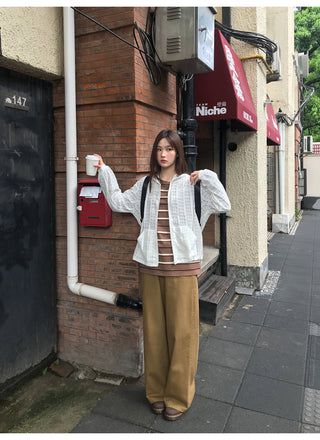 striped loose Tops