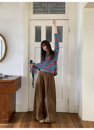 striped loose Tops