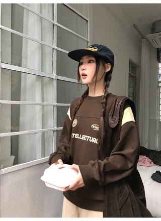 contrast patch sweater