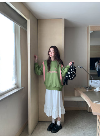 contrast patch sweater