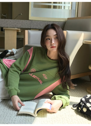 contrast patch sweater